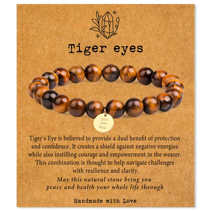 Stone Beaded bracelets for Women Men: Healing Crystal Bracelet Tiger Eye Bead Bracelet Jewelry Natural Stone Stretch Bracelet Gifts Mens Protection Bracelet Spiritual Bracelet Positive Energy Bracelet